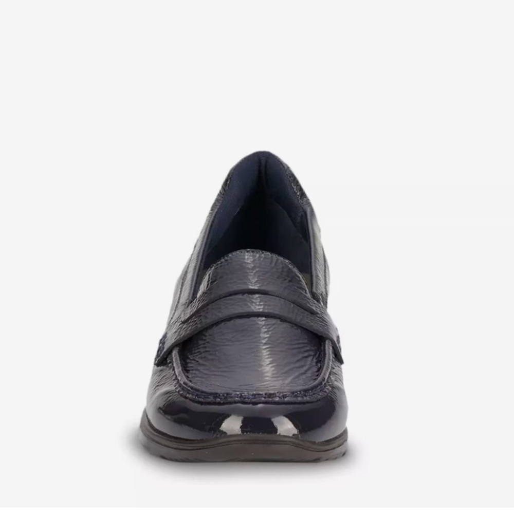 Ros Hommerson Dannon Women's Casual Penny Loafer Crinkle Patent‎ Navy Blue 7.5 M - Picture 2 of 6